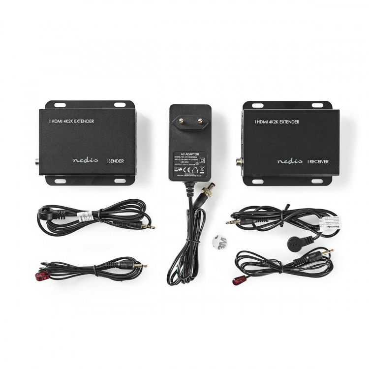 Nedis HDMI ™ Extender | Over Cat6 | Opp til 50.0 m | 4K@30Hz | 10.2 Gbps | IR tilbake funksjon | Metall | Antrasitt