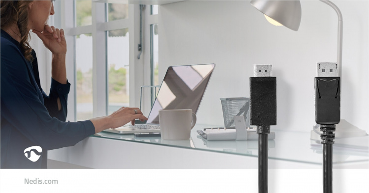 Nedis Displayport-kabel | DisplayPort Han | HDMI ™ -kontakt | 4K@60Hz | Nikkel belagt | 2.00 m | Rund | PVC | Sort | Boks Nedis Displayport-kabel | DisplayPort Han | HDMI ™ -kontakt | 4K@60Hz | Nikkel belagt | 2.00 m | Rund | PVC | Sort | Boks