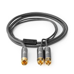 Nedis subwoofer Cable | RCA Han | 2x RCA Han | Gull belagt | 3.00 m | Rund | 4.5 mm | Grå / Gun Metal Grå | Deksel Vindusboks