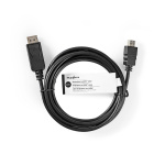 Nedis Displayport-kabel | DisplayPort Han | HDMI™ Han | 4K@30Hz | Nikkel belagt | 2.00 m | Rund | PVC | Sort | Stikkord Nedis Displayport-kabel | DisplayPort Han | HDMI™ Han | 4K@30Hz | Nikkel belagt | 2.00 m | Rund | PVC | Sort | Stikkord