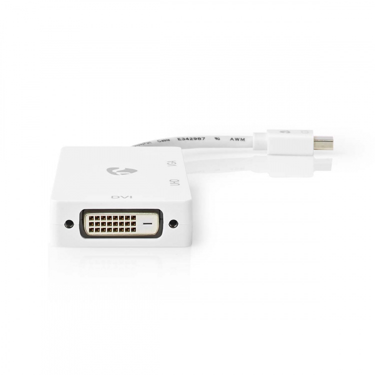 Nedis Displayport-adapter | Mini DisplayPort Han | DVI-D 24+1-Pins Hun / HDMI™ Output / VGA Hun 15p | 4K@60Hz | Nikkel belagt | Kan Veksles | 0.20 m | Rund | ABS | ABS | Hvit | Boks