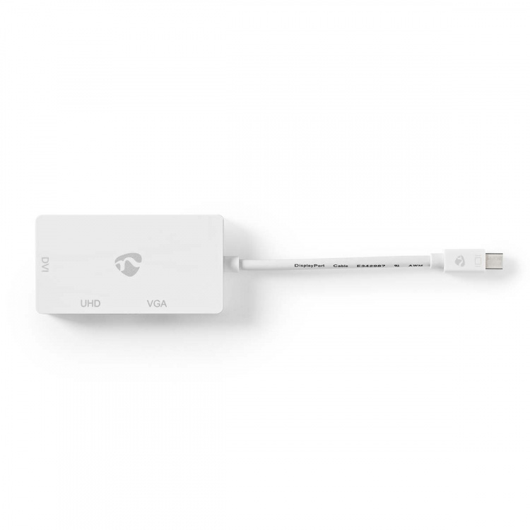 Nedis Displayport-adapter | Mini DisplayPort Han | DVI-D 24+1-Pins Hun / HDMI™ Output / VGA Hun 15p | 4K@60Hz | Nikkel belagt | Kan Veksles | 0.20 m | Rund | ABS | ABS | Hvit | Boks