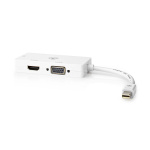 Nedis Displayport-adapter | Mini DisplayPort Han | DVI-D 24+1-Pins Hun / HDMI™ Output / VGA Hun 15p | 4K@60Hz | Nikkel belagt | Kan Veksles | 0.20 m | Rund | ABS | ABS | Hvit | Boks