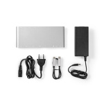 Nedis USB Docking Station | USB 3.2 Gen 1 | USB-C™ Hann | DisplayPort Hun / HDMI™ Output / RJ45 Hun / VGA Hun 15p / 2 stk. 3.5 mm, hunn / 2x USB-C™ / 4x USB-A | 0.20 m | Rund | Nikkel belagt | Flettet / Nylon | Hvit | Vindusboks med Euro Lock