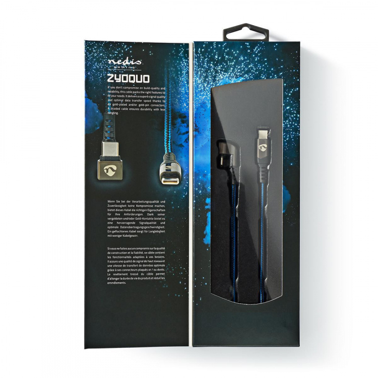 Nedis USB-kabel | USB 2.0 | USB-C™ Hann | USB-C™ Hann | 480 Mbps | Gull belagt | 1.00 m | Rund | Flettet / Nylon | Blå / Sort | Deksel Vindusboks Nedis USB-kabel | USB 2.0 | USB-C™ Hann | USB-C™ Hann | 480 Mbps | Gull belagt | 1.00 m | Rund | Flettet / Nylon | Blå / Sort | Deksel Vindusboks