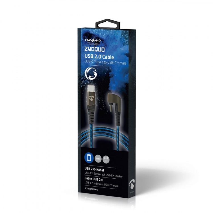 Nedis USB-kabel | USB 2.0 | USB-C™ Hann | USB-C™ Hann | 480 Mbps | Gull belagt | 1.00 m | Rund | Flettet / Nylon | Blå / Sort | Deksel Vindusboks Nedis USB-kabel | USB 2.0 | USB-C™ Hann | USB-C™ Hann | 480 Mbps | Gull belagt | 1.00 m | Rund | Flettet / Nylon | Blå / Sort | Deksel Vindusboks