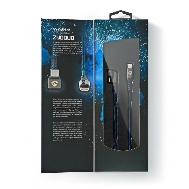 Nedis USB-kabel | USB 2.0 | USB-C™ Hann | USB-C™ Hann | 480 Mbps | Gull belagt | 2.00 m | Rund | Flettet / Nylon | Blå / Sort | Deksel Vindusboks Nedis USB-kabel | USB 2.0 | USB-C™ Hann | USB-C™ Hann | 480 Mbps | Gull belagt | 2.00 m | Rund | Flettet / Nylon | Blå / Sort | Deksel Vindusboks