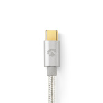 Nedis USB-kabel | USB 2.0 | USB-C™ Hann | USB-C™ Hann | 100 W | 480 Mbps | Gull belagt | 1.00 m | Rund | Flettet / Nylon | Sølv | Deksel Vindusboks