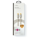 Nedis USB-kabel | USB 2.0 | USB-C™ Hann | USB-C™ Hann | 100 W | 480 Mbps | Gull belagt | 1.00 m | Rund | Flettet / Nylon | Sølv | Deksel Vindusboks