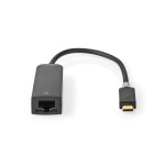Nedis USB-nettverkskort | USB 3.2 Gen 1 | 1000 Mbps | USB-C™ Hann | RJ45 Hun | 0.20 m | Rund | Gull belagt | Fortinnet Kobber | Antrasitt | Boks