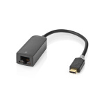 Nedis USB-nettverkskort | USB 3.2 Gen 1 | 1000 Mbps | USB-C™ Hann | RJ45 Hun | 0.20 m | Rund | Gull belagt | Fortinnet Kobber | Antrasitt | Boks