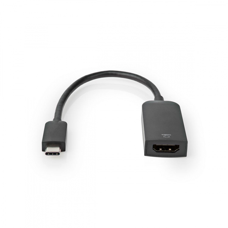 Nedis USB-C™ Adapter | USB 3.2 Gen 1 | USB-C™ Hann | HDMI™ Output | 4K@60Hz | 0.20 m | Rund | Nikkel belagt | PVC | Sort | Plastpose