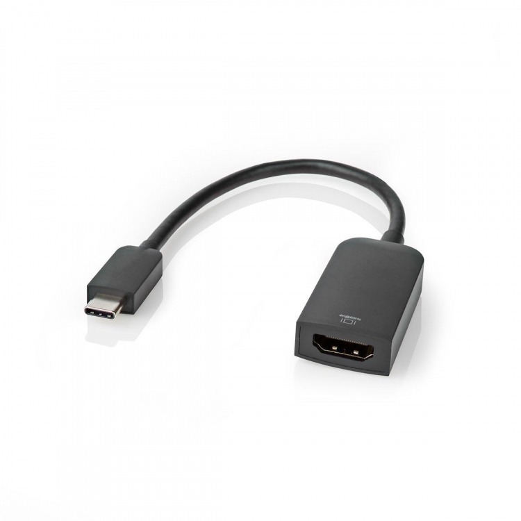 Nedis USB-C™ Adapter | USB 3.2 Gen 1 | USB-C™ Hann | HDMI™ Output | 4K@60Hz | 0.20 m | Rund | Nikkel belagt | PVC | Sort | Plastpose