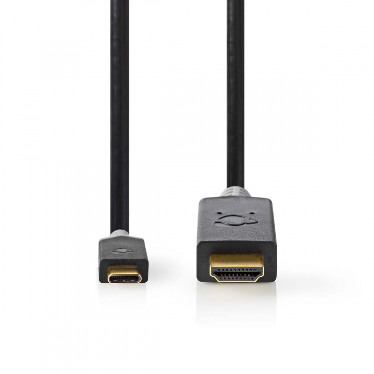 Nedis USB-C™ Adapter | USB 3.2 Gen 1 | USB-C™ Hann | HDMI ™ -kontakt | 4K@60Hz | 2.00 m | Rund | Gull belagt | PVC | Antrasitt | Boks