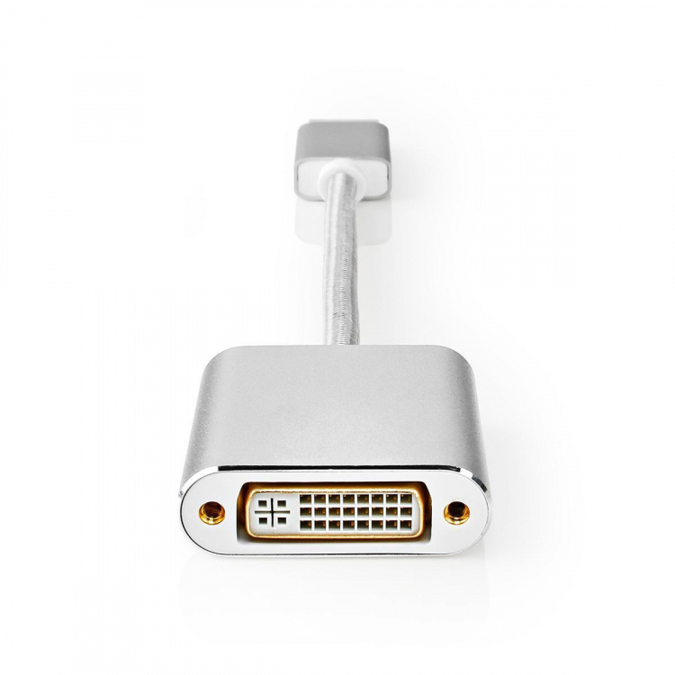 Nedis Displayport-kabel | DisplayPort Han | DVI-D 24+1-Pins Hun | 1080p | Gull belagt | 0.20 m | Rund | Flettet | Sølv | Deksel Vindusboks