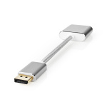 Nedis Displayport-kabel | DisplayPort Han | DVI-D 24+1-Pins Hun | 1080p | Gull belagt | 0.20 m | Rund | Flettet | Sølv | Deksel Vindusboks