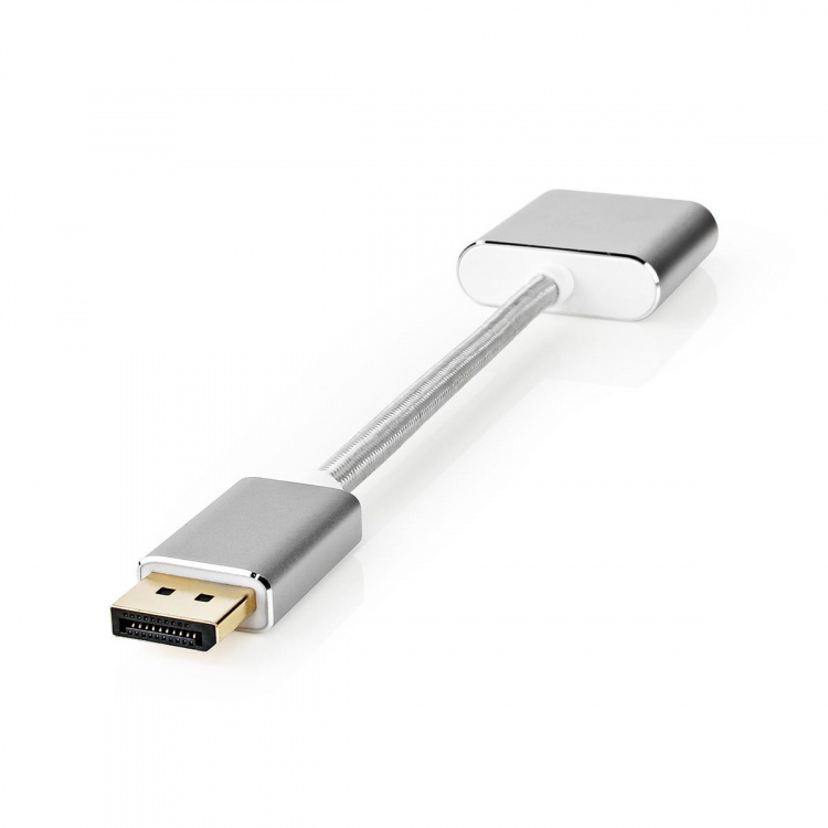 Nedis Displayport-kabel | DisplayPort Han | DVI-D 24+1-Pins Hun | 1080p | Gull belagt | 0.20 m | Rund | Flettet | Sølv | Deksel Vindusboks