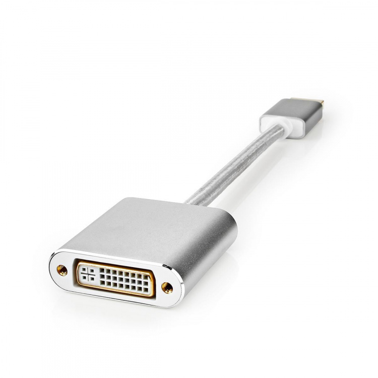 Nedis Displayport-kabel | DisplayPort Han | DVI-D 24+1-Pins Hun | 1080p | Gull belagt | 0.20 m | Rund | Flettet | Sølv | Deksel Vindusboks