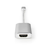 Nedis USB-C™ Adapter | USB 3.2 Gen 1 | USB-C™ Hann | HDMI™ Output | 4K@60Hz | Power delivery | 0.20 m | Rund | Gull belagt | Flettet / Nylon | Sølv | Deksel Vindusboks