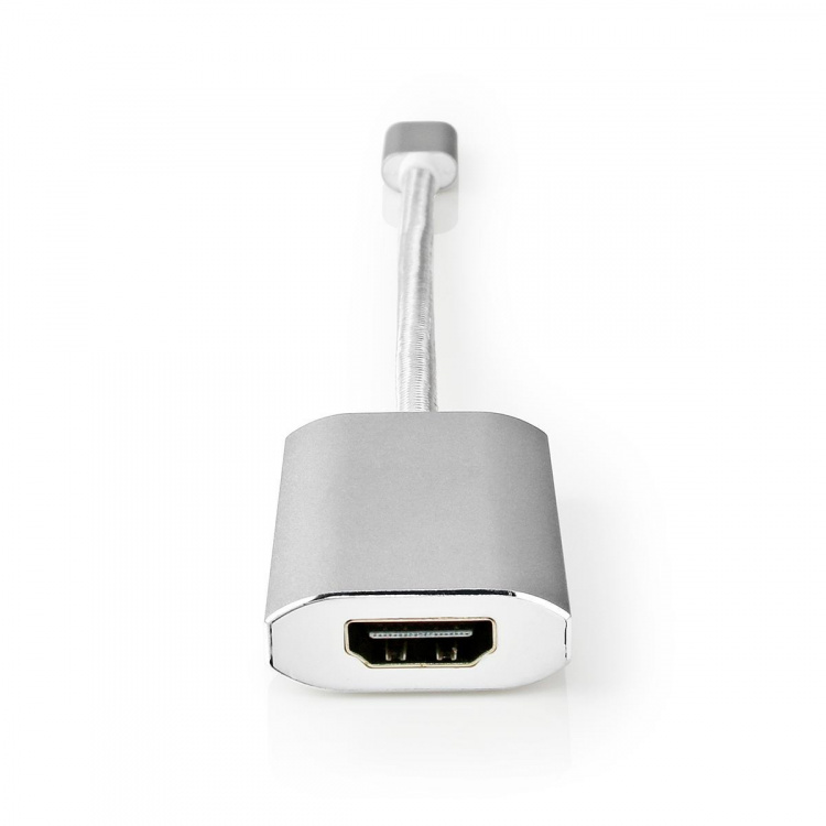Nedis USB-C™ Adapter | USB 3.2 Gen 1 | USB-C™ Hann | HDMI™ Output | 4K@60Hz | Power delivery | 0.20 m | Rund | Gull belagt | Flettet / Nylon | Sølv | Deksel Vindusboks