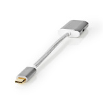 Nedis USB-C™ Adapter | USB 3.2 Gen 1 | USB-C™ Hann | HDMI™ Output | 4K@60Hz | Power delivery | 0.20 m | Rund | Gull belagt | Flettet / Nylon | Sølv | Deksel Vindusboks