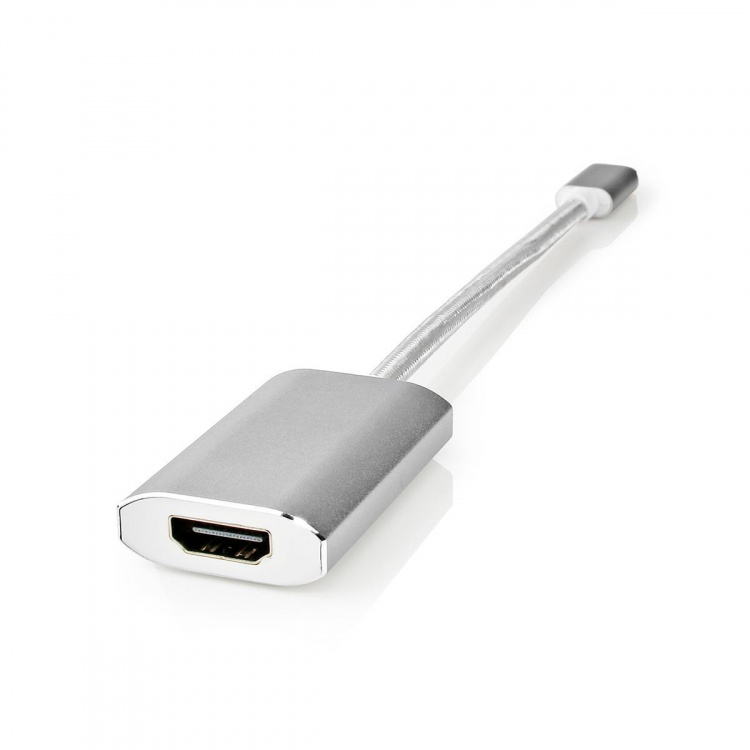 Nedis USB-C™ Adapter | USB 3.2 Gen 1 | USB-C™ Hann | HDMI™ Output | 4K@60Hz | Power delivery | 0.20 m | Rund | Gull belagt | Flettet / Nylon | Sølv | Deksel Vindusboks