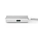 Nedis USB-C™ Adapter | USB 3.2 Gen 1 | USB-C™ Hann | HDMI™ Output | 4K@60Hz | Power delivery | 2.00 m | Rund | Gull belagt | Flettet / Nylon | Sølv | Deksel Vindusboks