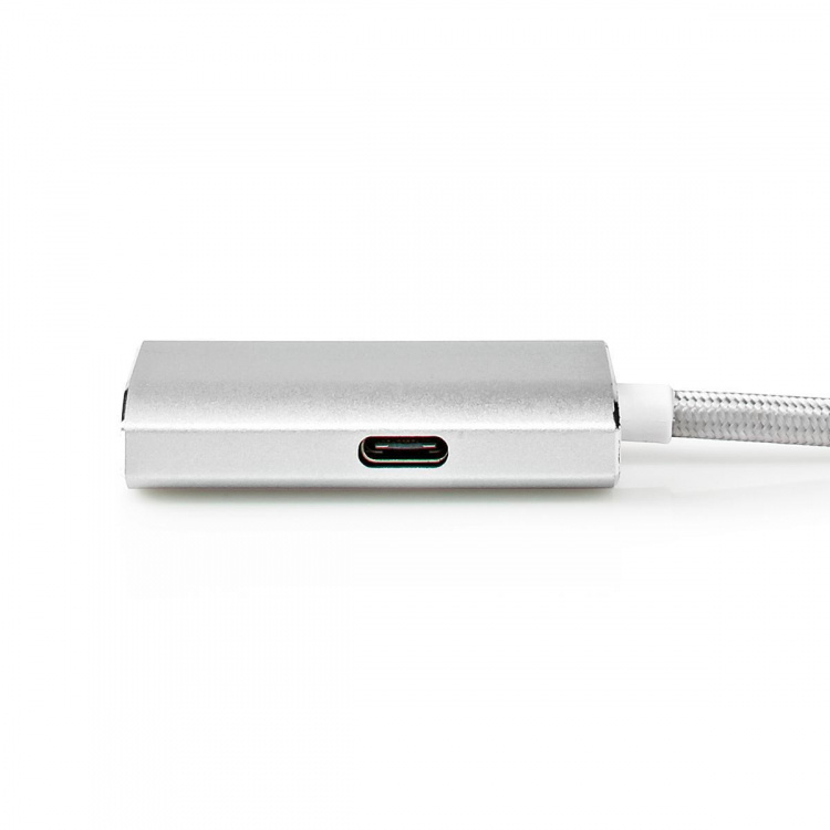 Nedis USB-C™ Adapter | USB 3.2 Gen 1 | USB-C™ Hann | HDMI™ Output | 4K@60Hz | Power delivery | 2.00 m | Rund | Gull belagt | Flettet / Nylon | Sølv | Deksel Vindusboks