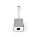 Nedis USB-C™ Adapter | USB 3.2 Gen 1 | USB-C™ Hann | Mini DisplayPort Hun | 0.20 m | Rund | Gull belagt | Flettet / Nylon | Sølv | Deksel Vindusboks