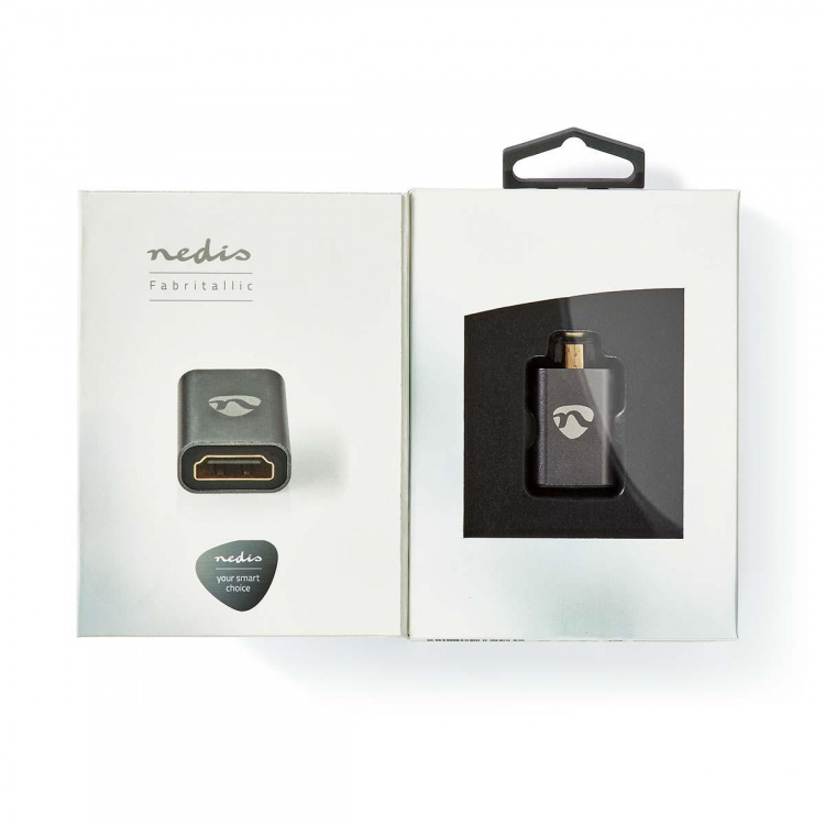 Nedis HDMI™ Adapter | HDMI ™ mikrokontakt / HDMI™ Han | HDMI™ Output | Gull belagt | Rett | Aluminium | Gun Metal Grå | 1 stk. | Deksel Vindusboks