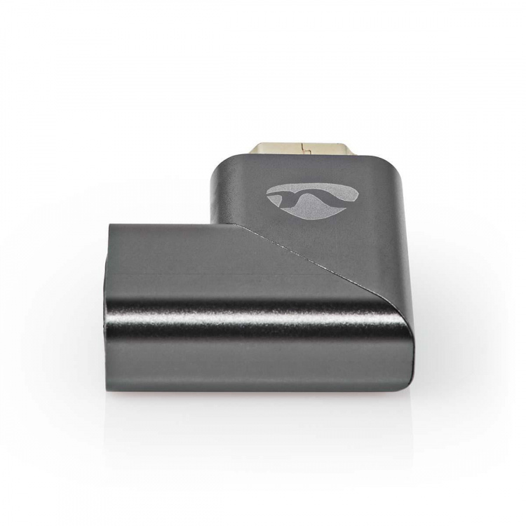 Nedis HDMI™ Adapter | HDMI ™ -kontakt / HDMI™ Han | HDMI™ Output | Gull belagt | Vinklet Høyre | Aluminium | Gun Metal Grå | 1 stk. | Deksel Vindusboks