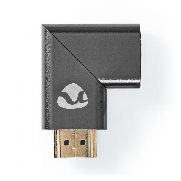 Nedis HDMI™ Adapter | HDMI ™ -kontakt / HDMI™ Han | HDMI™ Output | Gull belagt | Vinklet Høyre | Aluminium | Gun Metal Grå | 1 stk. | Deksel Vindusboks