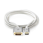 Nedis HDMI™ Cable | HDMI ™ -kontakt | DVI-D 24+1-Pin Han | 2560x1600 | Gull belagt | 2.00 m | Rett | Flettet | Sølv | Deksel Vindusboks