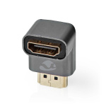 Nedis HDMI™ Adapter | HDMI ™ -kontakt / HDMI™ Han | HDMI™ Output | Gull belagt | Vinklet 90° | Aluminium | Gun Metal Grå | 1 stk. | Deksel Vindusboks