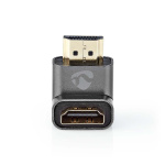 Nedis HDMI™ Adapter | HDMI ™ -kontakt / HDMI™ Han | HDMI™ Output | Gull belagt | Vinklet 90° | Aluminium | Gun Metal Grå | 1 stk. | Deksel Vindusboks