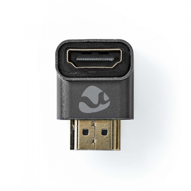Nedis HDMI™ Adapter | HDMI ™ -kontakt / HDMI™ Han | HDMI™ Output | Gull belagt | Vinklet 90° | Aluminium | Gun Metal Grå | 1 stk. | Deksel Vindusboks