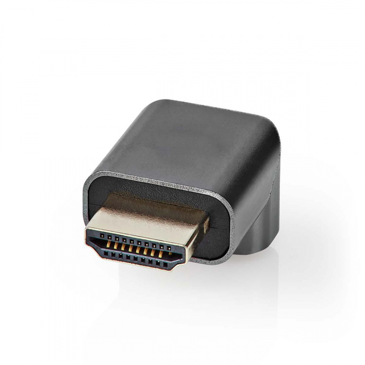 Nedis HDMI™ Adapter | HDMI ™ -kontakt / HDMI™ Han | HDMI™ Output | Gull belagt | Vinklet 90° | Aluminium | Gun Metal Grå | 1 stk. | Deksel Vindusboks