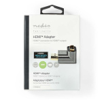 Nedis HDMI™ Adapter | HDMI ™ -kontakt / HDMI™ Han | HDMI™ Output | Gull belagt | Vinklet 90° | Aluminium | Gun Metal Grå | 1 stk. | Deksel Vindusboks