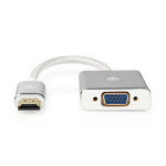 Nedis VGA-adapter | HDMI ™ -kontakt | VGA Hun 15p | Gull belagt | Rett | Aluminium | Sølv | Deksel Vindusboks