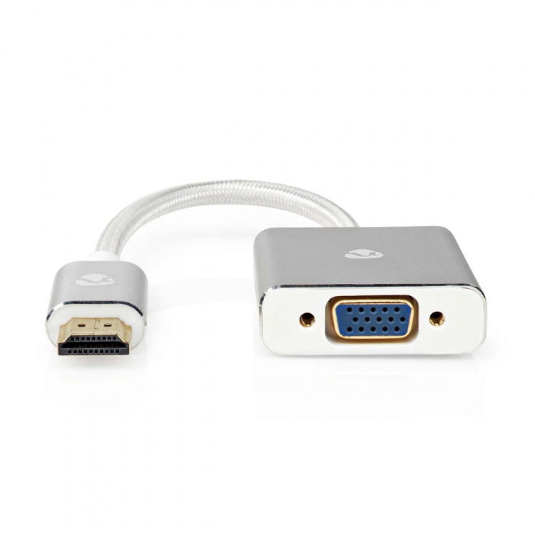Nedis VGA-adapter | HDMI ™ -kontakt | VGA Hun 15p | Gull belagt | Rett | Aluminium | Sølv | Deksel Vindusboks
