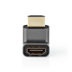 Nedis HDMI™ Adapter | HDMI ™ -kontakt / HDMI™ Han | HDMI™ Output | Gull belagt | Vinklet 270° | Aluminium | Gun Metal Grå | 1 stk. | Deksel Vindusboks