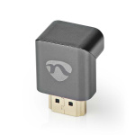Nedis HDMI™ Adapter | HDMI ™ -kontakt / HDMI™ Han | HDMI™ Output | Gull belagt | Vinklet 270° | Aluminium | Gun Metal Grå | 1 stk. | Deksel Vindusboks