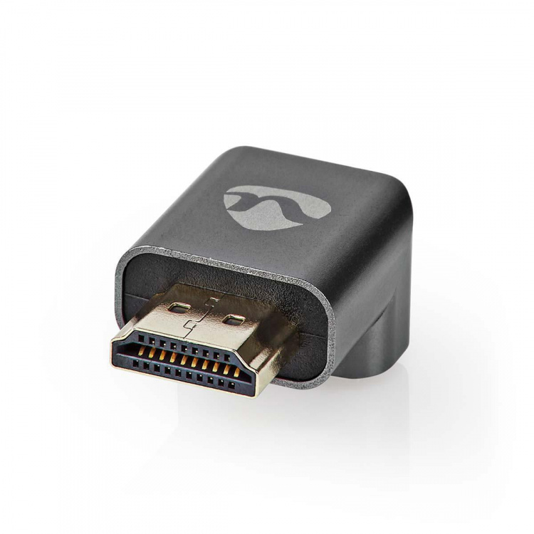 Nedis HDMI™ Adapter | HDMI ™ -kontakt / HDMI™ Han | HDMI™ Output | Gull belagt | Vinklet 270° | Aluminium | Gun Metal Grå | 1 stk. | Deksel Vindusboks