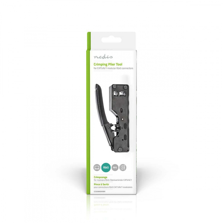 Nedis Crimp pliers | CAT5 / CAT5e / CAT6 / CAT6a / CAT7 / RJ12 | Cutting / Plier | ABS / Stål | Sort Nedis Crimp pliers | CAT5 / CAT5e / CAT6 / CAT6a / CAT7 / RJ12 | Cutting / Plier | ABS / Stål | Sort