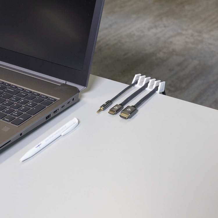 Nedis Kabel Ledelse | Kabelklips | Klikk og Go | 2 stk. | Antall plasser: 5 Spor | Maksimal kabeltykkelse: 7.1 mm | Polypropylene | Hvit