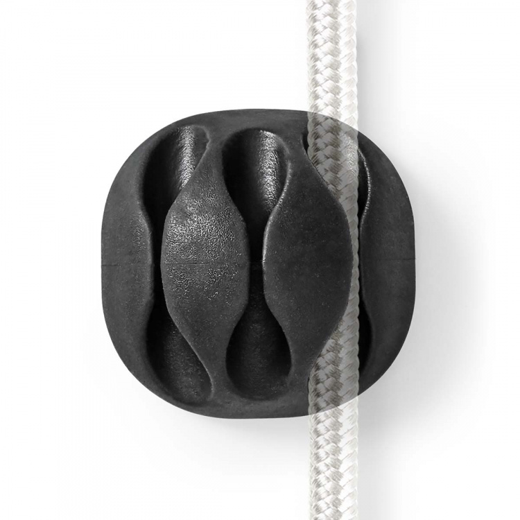 Nedis Kabel Ledelse | Kabelklips | Klikk og Go | 4 stk. | Antall plasser: 3 Spor | Maksimal kabeltykkelse: 5.3 mm | TPE | Sort