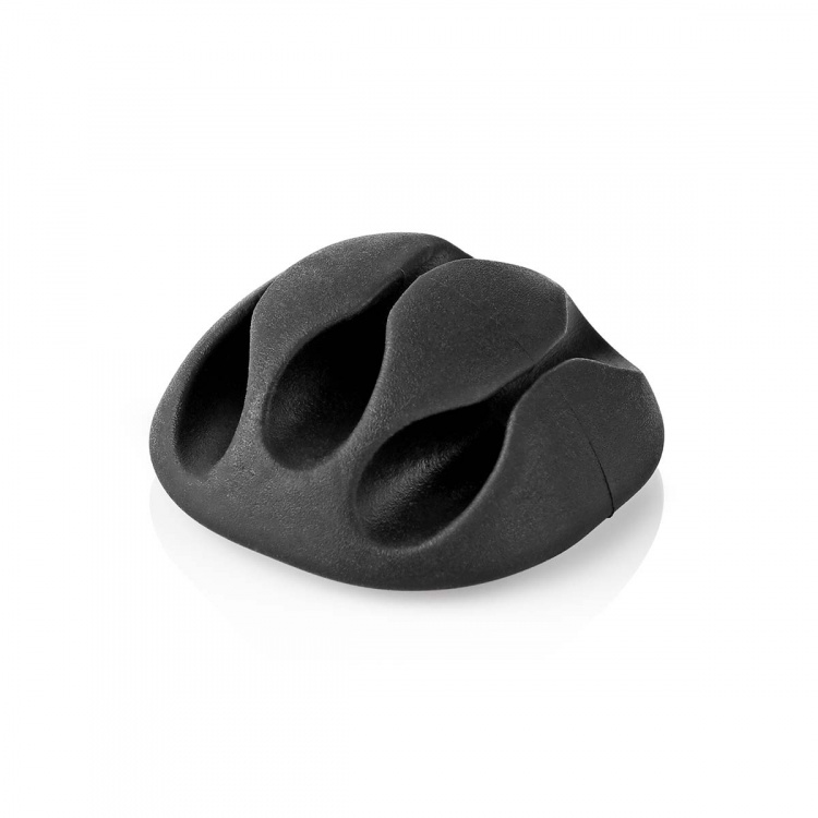 Nedis Kabel Ledelse | Kabelklips | Klikk og Go | 4 stk. | Antall plasser: 3 Spor | Maksimal kabeltykkelse: 5.3 mm | TPE | Sort