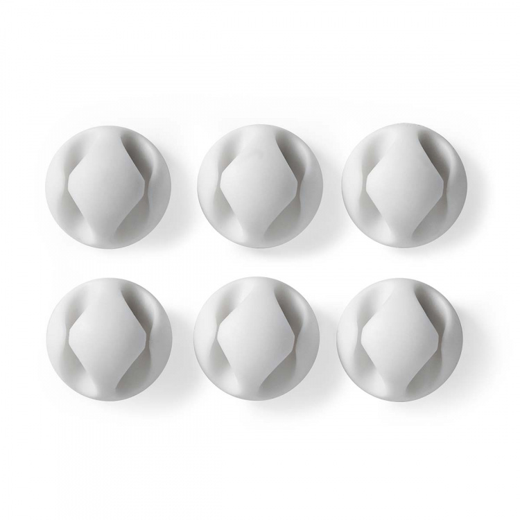 Nedis Kabel Ledelse | Kabelklips | Klikk og Go | 6 stk. | Antall plasser: 2 Spor | Maksimal kabeltykkelse: 5.3 mm | TPE | Hvit