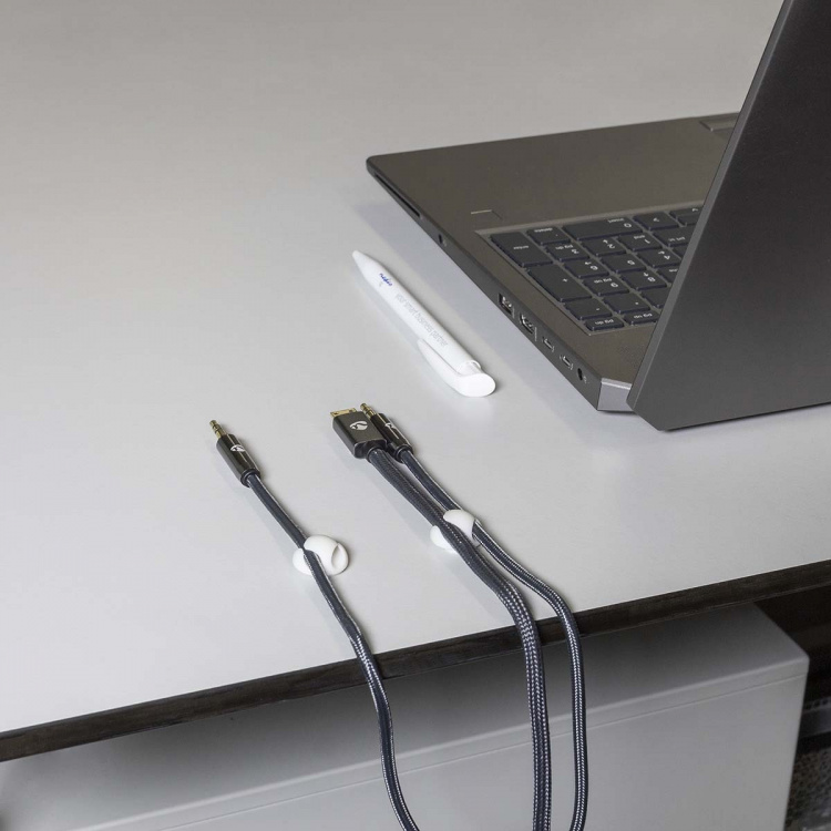 Nedis Kabel Ledelse | Kabelklips | Klikk og Go | 6 stk. | Antall plasser: 2 Spor | Maksimal kabeltykkelse: 5.3 mm | TPE | Hvit