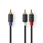 Nedis subwoofer Cable | RCA Han | 2x RCA Han | Gull belagt | 3.00 m | Rund | 4.0 mm | Antrasitt | Boks